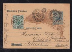 Brazil Brasil 1904 BP 63 50R Stationery Card Uprated PORTO ALEGRE To STUTTGART Germany - Lettres & Documents