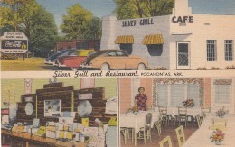 Pocahontas Arkansas, Silver Grill And Restaurant Interior View, Coca Cola Sign, C1940s Vintage Linen Postcard - Andere & Zonder Classificatie