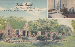 Fayetteville Arkansas, Castle Court Cottages Lodging Motel Coffee Shop, C1940s Vintage Linen Postcard - Fayetteville