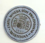 ESPAGNE - 1937 - République Espagnole - CATALOGNE - BARCELONE - Carto Monéda D'Os Provisionnas Monnaie Carton Timbre -  Monedas De Necesidad