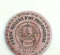 ESPAGNE - 1937 - République Espagnole  CATALOGNE - MOTCADA I REIXAC-  Monéda D'Os Provisionas - Monnaie Carton Timbre -  Monedas De Necesidad