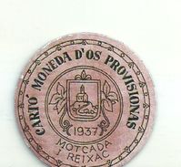 ESPAGNE - 1937 - République Espagnole  CATALOGNE - MOTCADA I REIXAC-  Monéda D'Os Provisionas - Monnaie Carton Timbre -  Monnaies De Nécessité