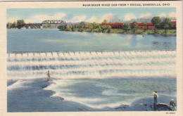 Ohio Zanesville Muskingum River Dam From Y Bridge 1904 Curteich - Zanesville