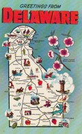 Map Of Delaware, State Map, C1950s/60s Vintage Postcard - Andere & Zonder Classificatie