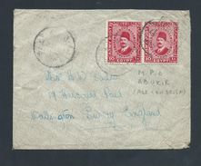 Egypt 1937 British Forces Mail To Surrey England , 2 X 10 Mil Army Post Adhesive - Briefe U. Dokumente