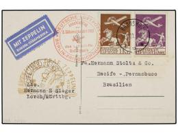 ZEPPELIN. 1932 (April 14). DENMARK. LZ 127 Flight Postcard Franked By Airmail 15ö. Violet And... - Autres & Non Classés