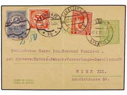 YUGOSLAVIA. 1921. LJUBIJANA To WIEN. 15 L. Yellow Green Postal Stationary Card Uprated With 10 L.... - Autres & Non Classés