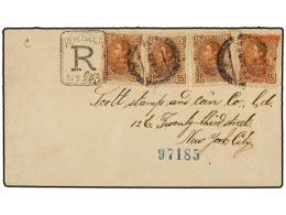 VENEZUELA. Sc.110 (4). 1893. VENEZUELA A USA. 25 Cts. Castaño (4) RESELLADO. Carta Certificada, Al... - Autres & Non Classés