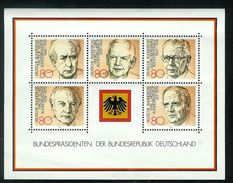 Bund 1982: Mi.-Nr. 1156 - 1160 Block 18: Bundespräsidenten  **   (D002) - 1981-1990