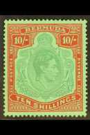 1939  10s Bluish Green & Deep Red On Green Perf 14, Chalky Paper, SG 119a, Never Hinged Mint For More Images,... - Bermudas