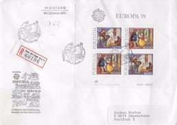 2 SCANNERS - TIMBRES - STAMPS - PORTUGAL - FDC EUROPE 79 - LETTRE RECOMMANDÉ AVEC BLOC - Brieven En Documenten