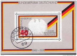 Bund Block 10 25 Jahre Bundesrepublik Used Gestempelt (Tagesstempel) - 1959-1980