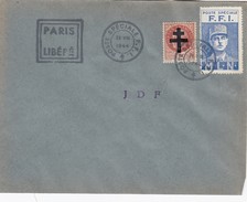 LETTRE. PARIS LIBERE. POSTE SPECIALE FFI. J D F .  26 8 1944 - Liberation