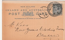 Nelle Zélande Entier Postal 1896 - Cartas & Documentos