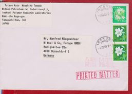 JAPAN  AIR MAIL  COVER SENT TO GERMANY + STAMPS FLOWERS - Covers & Documents