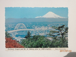 Postcard Portland Oregon And Mt St Helens Prior To The 1980 Eruption  My Ref B21600 - Portland