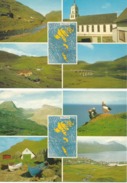 FAROE ISLANDS Saksun Leynar Lundar Batar A Lunni Fjallarod Sydragota Brugvin... 2 Cards - Féroé (Iles)