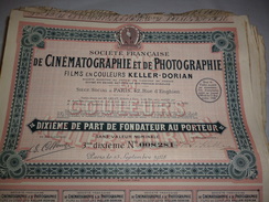 Lot De 728 Actions Dixième De Part Fondateur Au Porteur, Société Française De Cinématographie Et De Photographie. 1928 - Cinema & Teatro