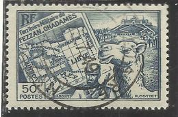 FEZZAN E GHADAMES 1946 TERRITORIO MILITARE MILITAIRE CARTA E MEHARISTA MAP F 50f USATO USED OBLITERE' - Unused Stamps