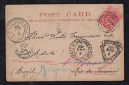 Brazil Brasil 1902 Picture Postcard From London POSTA RESTANTE Triangle Postmark - Covers & Documents