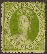 QUEENSLAND 1862 6d No Wmk QV SG 26 U #AAD173 - Oblitérés