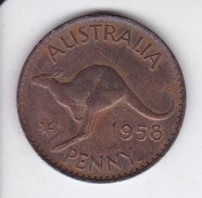 MONEDA DE AUSTRALIA DE 1 PENNY DEL AÑO 1958 CANGURO (KANGAROO) - Penny