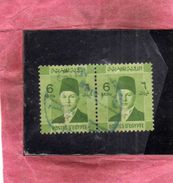 EGYPT EGITTO 1937 1944 KING FAROUK RE ROI 6m YELLOW GREEN 1940 COPPIA PAIR USATO USED OBLITERE' - Gebraucht