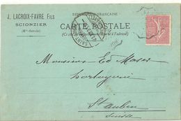 Scionzier Lacroix Favre Fils Carte Correspondance Pour La Suisse - Scionzier