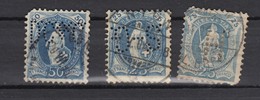 SUISSE - HELVETIA - LOT 3 STAMPS PERFINE / R 227 - Perfin