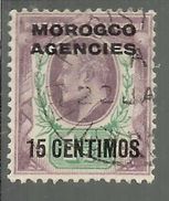 MAROC MAROCCO MOROCCO AGENCIES 1907 1910 OVERPRINTED CENT. 15 ON 1 1/2p SURCHARGED USATO USED OBLITERE' - Morocco Agencies / Tangier (...-1958)