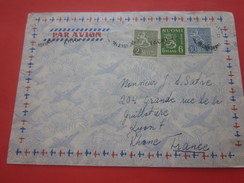 SUOMI Finland -Timbre-Europe-Helsinki  Finlande--1958 - Lettre & Document Marcophilie Par AvionBy Air-mail---Lyon France - Storia Postale