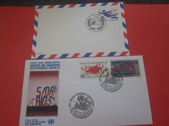 Timbres  Amérique Nations Unies - New-York - Siège De L'ONU - 1980-89 ---2  Lettres - Documen-Marcophiliet-By Air-mail - Briefe U. Dokumente