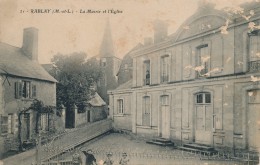 CPA 49 RABLAY SUR LAYON La Mairie Et L'Eglise, Animée Avec Enfants - Thouarce