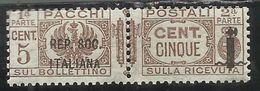 ITALIA REGNO ITALY KINGDOM 1944 RSI REPUBBLICA SOCIALE PACCHI FASCIETTO CENT. 5c MNH - Paketmarken