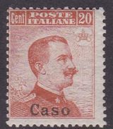 Italy-Colonies And Territories-Aegean-Caso S9 1917 20c Brown Orange No Watermark MH - Aegean (Caso)