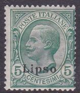 Italy-Colonies And Territories-Aegean-Lipso S 2  1912 5c Green MH - Egée (Lipso)