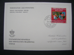 Liechtenstein: POSTWERTZEICHENSTELLE DER FÜRSTLICHEN REGIERUNG Postmark VADUZ 24. XII. 1968 - Storia Postale