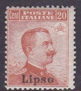 Italy-Colonies And Territories-Aegean-Lipso S9 1917 20c Brown Orange No Watermark MH - Egée (Lipso)