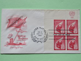 United Nations (New York) 1959 FDC Cover - Air Mail 5c - Plane Flag - Winged Earth Globe - Brieven En Documenten