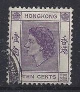 Hong Kong 1954 Queen Elizabeth II  10c (o) - Used Stamps