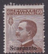 Italy-Colonies And Territories-Aegean-Scarpanto S 6  1912  40c Brown MNH - Egée (Scarpanto)