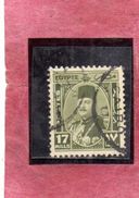 EGYPT EGITTO 1944 1950 KING FAROUK RE ROI 17m OLIVE GREEN USATO USED OBLITERE' - Usados