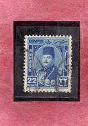 EGYPT EGITTO 1944 1950 1945 KING FAROUK RE ROI 22m DEEP BLUE USATO USED OBLITERE' - Usados