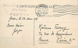 PIE 17-P Mo-4762 :  CARTE POSTALE  RIVIERA DI LEVANTE  VUE STEREOSCOPIQUE  CACHET RISTORO PRO PATRIA GENOVA 1918 - Other & Unclassified