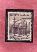 EGYPT EGITTO 1953 1956 1955 MOSCHEA MOSQUE OF SULTAN HASSAN 50m VIOLET BROWN USATO USED OBLITERE' - Usados