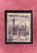 EGYPT EGITTO 1953 1956 1955 MOSCHEA MOSQUE OF SULTAN HASSAN 50m VIOLET BROWN USATO USED OBLITERE' - Usados