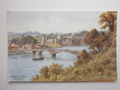 Postcard The Bridge And Castle Chepstow Artwork By A R Quinton [ Salmon ] My Ref  B11617 - Monmouthshire