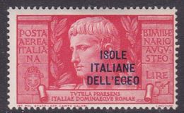 Italy-Colonies And Territories-Aegean General Issue-Rodi A51 1938 Air Mail Augustus 5 Lira+1 Lila Red MH - Amtliche Ausgaben