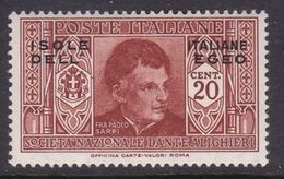 Italy-Colonies And Territories-Aegean General Issue-Rodi S46 1932 Dante Alighieri 20c Brown Orange MH - Emisiones Generales