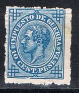 Sello 10 Cts Alfonso XII Impuesto Guerra 1876, VARIEDAD Impresion, Edifil Num 184 * - War Tax